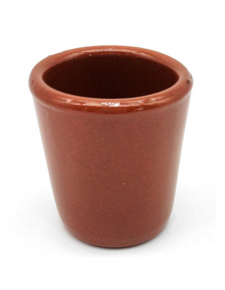 Tradineur - Vaso de chupito de barro, diseño tradicional, artesanal, servir licores, celebraciones, fiestas (Marrón, 5,2 x 4,8 c