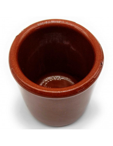 Tradineur - Vaso de chupito de barro, diseño tradicional, artesanal, servir licores, celebraciones, fiestas (Marrón, 5,2 x 4,8 c