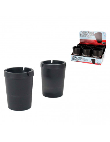 Tradineur - Ceniceros de plástico - Cenicero ideal para exterior para uso privado - Ø 10 cm - Color Negro