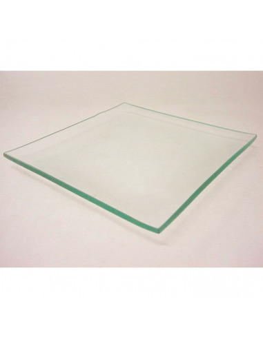 Tradineur - Bandeja decorativa de vidrio transparente, plato cuadrado para servir, manualidades, presentación, 12 x 12 cm