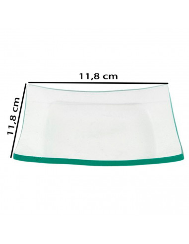 Tradineur - Bandeja decorativa de vidrio transparente, plato cuadrado para servir, manualidades, presentación, 12 x 12 cm