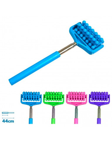 Tradineur - Masajeador de espalda extensible de 20 a 44 cm, metal y plástico, puntero, palo telescópico extralargo para masaje,