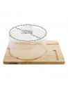 Tradineur - Quesera redonda con tapa fabricada en vidrio y base de madera rectangular - Recipiente para conservar queso o embuti