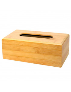 Tradineur - Caja de bambú para pañuelos, dispensador de pañuelos de papel con base extraíble, baño, dormitorio, cocina, 23 x 11,