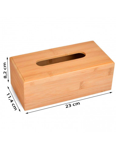 Tradineur - Caja de bambú para pañuelos, dispensador de pañuelos de papel con base extraíble, baño, dormitorio, cocina, 23 x 11,