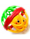 Tradineur - Bola sonajero de plástico con cara sonriente, juguete con sonido para bebés, niños, blando, fácil de agarrar, Ø 11 c