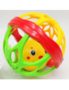 Tradineur - Bola sonajero de plástico con cara sonriente, juguete con sonido para bebés, niños, blando, fácil de agarrar, Ø 11 c