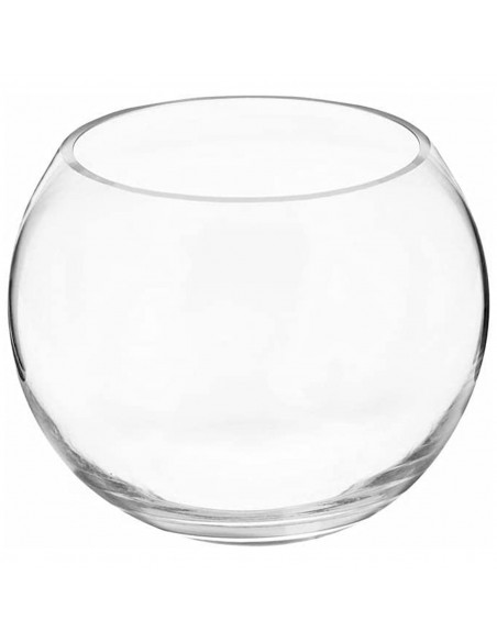 Tradineur - Pecera redonda de cristal, acuario globo pequeño para peces, esférico, transparente, interior, hogar, 23 x 18 cm