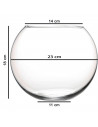 Tradineur - Pecera redonda de cristal, acuario globo pequeño para peces, esférico, transparente, interior, hogar, 23 x 18 cm