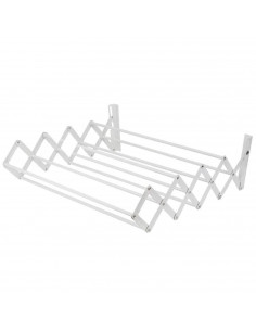 Tradineur - Tendedero extensible metálico para pared, 5,4 metros de tendido, soporte plegable para tender ropa (Blanco, 60 x 11-