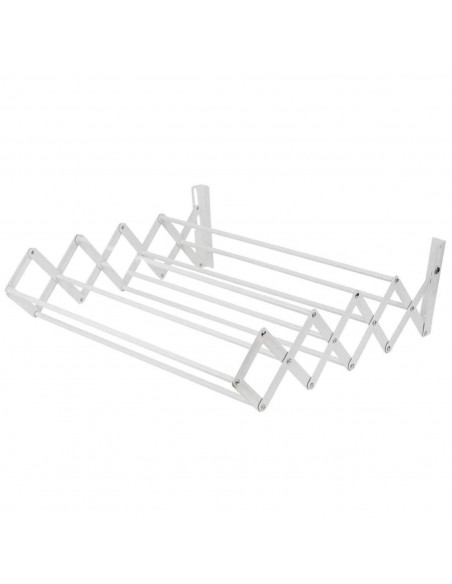 Tradineur - Tendedero extensible metálico para pared, 5,4 metros de tendido, soporte plegable para tender ropa (Blanco, 60 x 11-