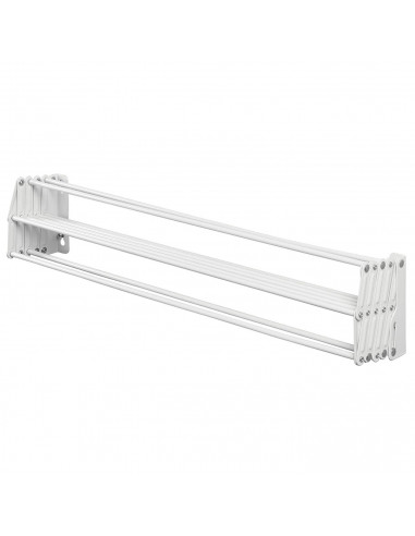 Tradineur - Tendedero extensible metálico para pared, 5,4 metros de tendido, soporte plegable para tender ropa (Blanco, 60 x 11-