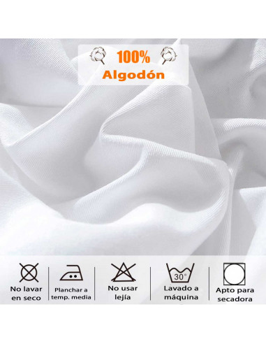 Tradineur - Sábana bajera ajustable de algodón para cama de 135, especial pieles sensibles, suave y transpirable (Blanco, 135 x