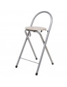 Tradineur - Silla plegable con asiento de madera y respaldo tubular 78,5 x 39,5 x 45,5 cm, taburete, banqueta metálica, patas an