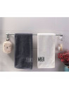 Tradineur - Toallero de baño adhesivo con ganchos, soporte de aluminio para toallas, sujeción mediante ventosas, sin taladro (Gr