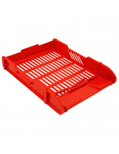 Tradineur - Bandeja apilable de oficina, organizador de documentos A4, revistas, folletos, sobremesa, escritorio (Rojo, 32,5 x 2
