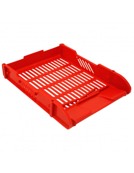 Tradineur - Bandeja apilable de oficina, organizador de documentos A4, revistas, folletos, sobremesa, escritorio (Rojo, 32,5 x 2 Tradineur - Bandeja apilable de oficina, organizador de documentos A4, revistas, folletos, sobremesa, escritorio (Rojo, 32,5 x 2