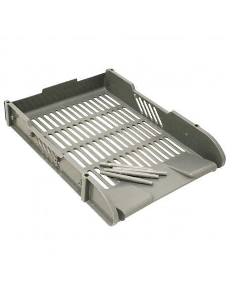 Tradineur - Bandeja de oficina apilable, organizador de documentos A4, revistas, folletos, sobremesa, escritorio (Gris, 32,5 x 2 Tradineur - Bandeja de oficina apilable, organizador de documentos A4, revistas, folletos, sobremesa, escritorio (Gris, 32,5 x 2