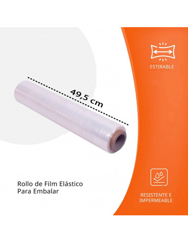 Tradineur - Film elástico para paletizar, embalar, protector extensible de embalaje para mudanzas, almacenes, maletas de viaje,