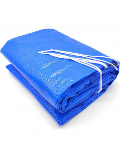 Tradineur - Lona cubre piscina rectangular de polietileno, cobertor para piscina desmontable, cubierta de protección, funda (Azu
