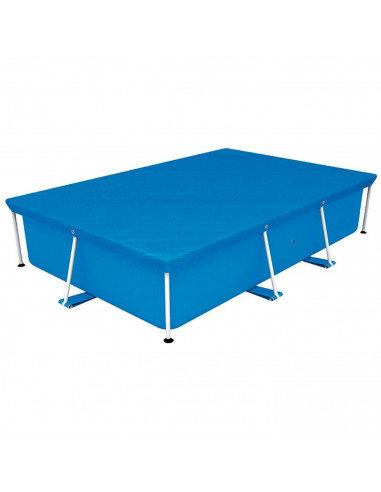 Tradineur - Lona cubre piscina rectangular de polietileno, cobertor para piscina desmontable, cubierta de protección, funda (Azu