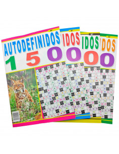 Tradineur - Pack de 4 autodefinidos clásicos, pasatiempos para adultos, incluyen soluciones al final, aficiones, verano, números