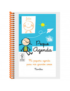 Tradineur - Agenda escolar con anilla "Peque Agenda" para niños pequeños, control de alimentación, medicación, sueño, 15 x 12,5