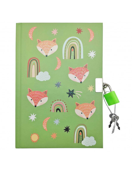 Tradineur - Diario con candado y brillantina, tapa dura, cuaderno personal, bloc con llave, planificador, organización, 18 x 12,