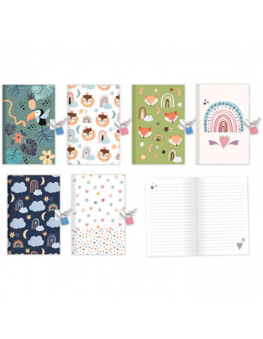 Tradineur - Diario con candado y brillantina, tapa dura, cuaderno personal, bloc con llave, planificador, organización, 18 x 12,