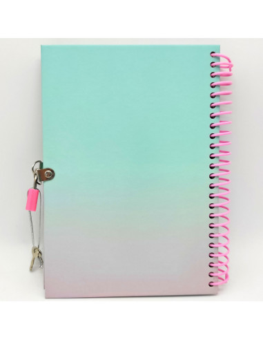 Tradineur - Diario con candado y espiral, tapa dura, cuaderno personal, bloc con llave, planificador, organización, 21 x 15 cm,