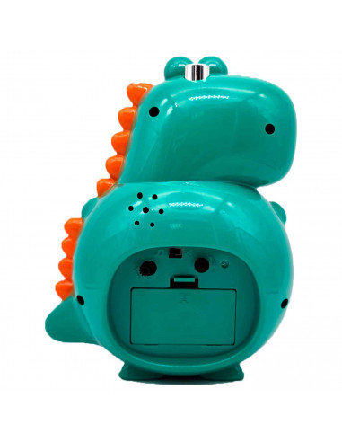 Tradineur - Reloj infantil analógico, despertador con diseño de dinosaurio - Multifunciones - Fabricado en plástico resistente -