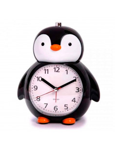 Tradineur - Reloj infantil analógico, despertador con diseño de pinguino - Multifunciones - Fabricado en plástico resistente - 2