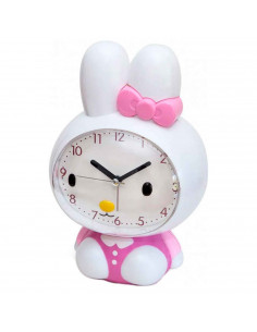 Tradineur - Reloj infantil analógico, despertador con diseño de conejo - Multifunciones - Fabricado en plástico resistente - 20