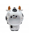 Tradineur - Reloj infantil analógico, despertador con diseño de vaca - Multifunciones - Fabricado en plástico resistente - 20 x