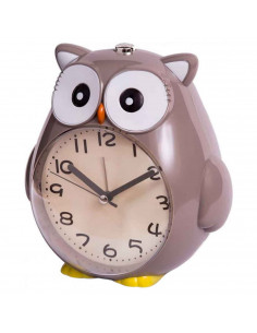 Tradineur - Reloj infantil analógico, despertador con diseño de búho - Multifunciones - Fabricado en plástico resistente - 20 x