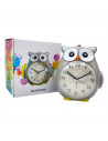 Tradineur - Reloj infantil analógico, despertador con diseño de búho - Multifunciones - Fabricado en plástico resistente - 20 x