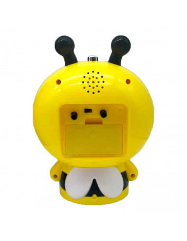 Tradineur - Reloj infantil analógico, despertador con diseño de abeja - Multifunciones - Fabricado en plástico resistente - 20 x