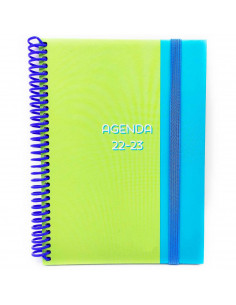 Tradineur - Agenda escolar curso 2022/23, 2 días por página, tapa dura y anilla, planificador anual de tareas, citas, 21 x 15 cm