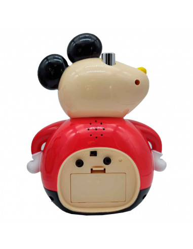 Tradineur - Reloj infantil analógico, despertador con diseño de ratón - Multifunciones - Fabricado en plástico resistente - 20 x