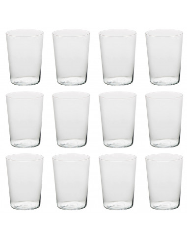 Tradineur - Set de 12 vasos de sidra, cristal, aptos para lavavajillas y microondas, servir agua, bebidas, refrescos, 12 x 9 cm,