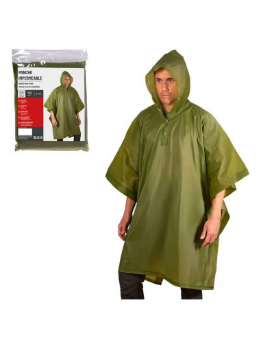 Tradineur - Poncho impermeable con capucha para adultos - Fabricado 100% poliéster - Alta densidad y revestimiento - Talla XL -