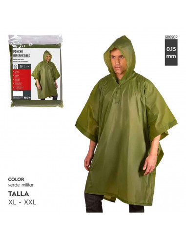 Tradineur - Poncho impermeable con capucha para adultos - Fabricado 100% poliéster - Alta densidad y revestimiento - Talla XL -