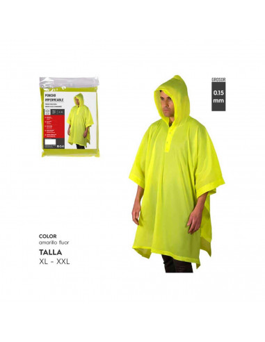 Tradineur - Poncho impermeable con capucha para ciclitas - Fabricado 100% poliéster - Alta densidad y revestimiento - Talla XL -