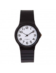 Tradineur - Reloj redondo analógico con esfera blanca y marcadores de números arábigos - Longitud de 23 mm con ventana protector
