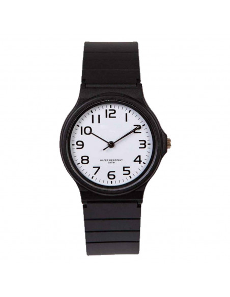 Tradineur - Reloj redondo analógico con esfera blanca y marcadores de números arábigos - Longitud de 23 mm con ventana protector