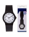 Tradineur - Reloj redondo analógico con esfera blanca y marcadores de números arábigos - Longitud de 23 mm con ventana protector