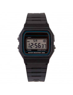 Tradineur - Reloj cuadrado digital con pantalla y marcadores de hora, minutos y segundos - Longitud de 23 mm con ventana protect