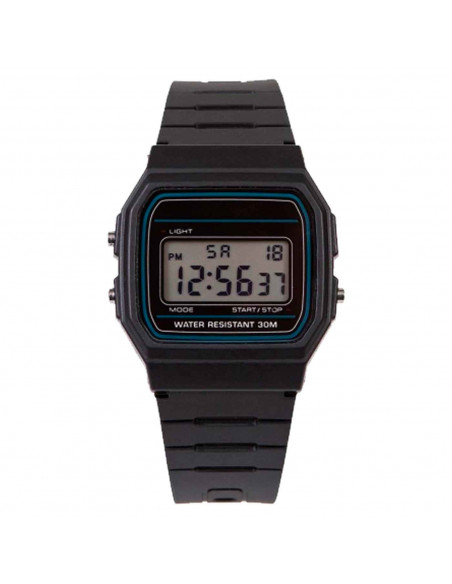 Tradineur - Reloj cuadrado digital con pantalla y marcadores de hora, minutos y segundos - Longitud de 23 mm con ventana protect
