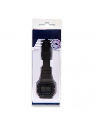 Tradineur - Reloj cuadrado digital con pantalla y marcadores de hora, minutos y segundos - Longitud de 23 mm con ventana protect