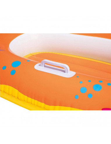 Tradineur - Barca hinchable infantil decorada con animales marinos, balsa inflable de vinilo, incluye parche de reparación, 119